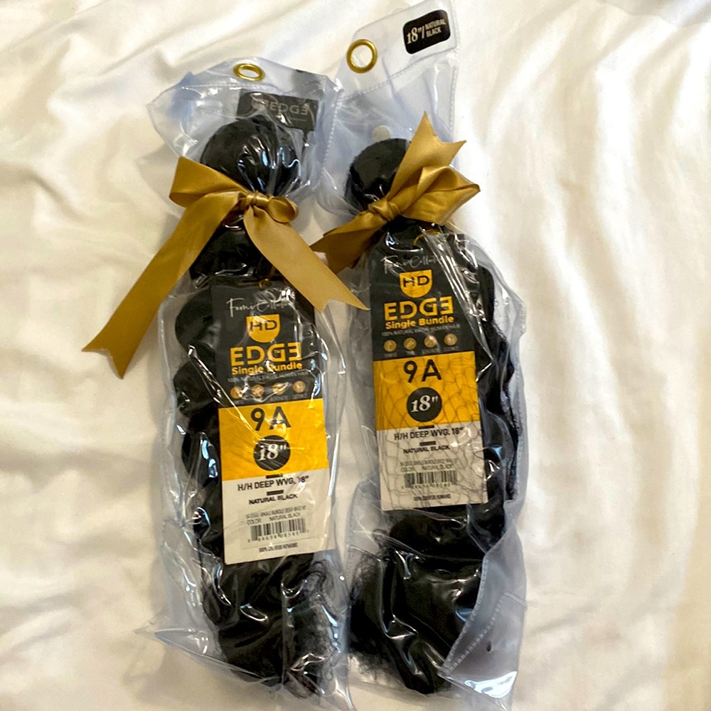 HD EDGE Single Bundle 100% Natural Virgin Human Hair 9A 18”H/H Deep Wavy Nat BLK